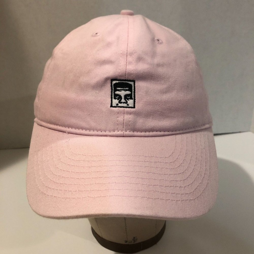 OBEY Worldwide Cotton Pink Dad Hat Yupoong, Frankenstein, Adjustable Clean, Good